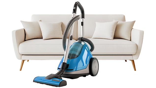 Clean living room with vacuum